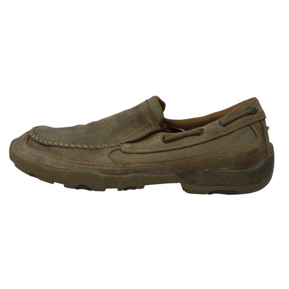 Twisted X Brown Leather Work Slip On Driving Moc Loafers main image 6